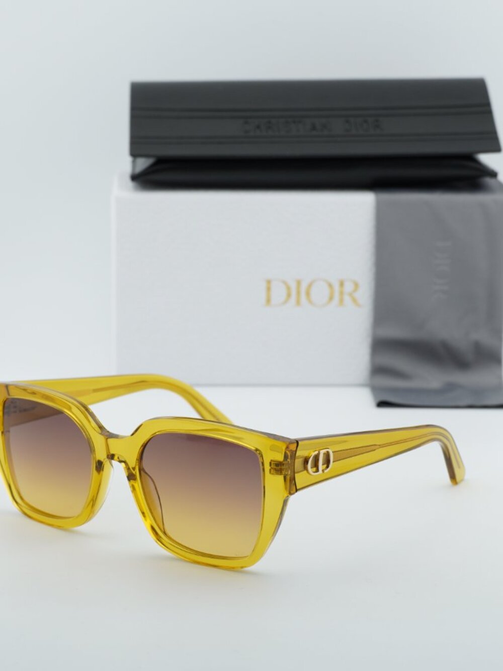 Dior DIORGLOW S1I 66D2 Square Sunglasses - Yellow/Brown - Picture 10 of 11